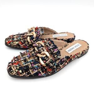 Steve Madden Cassady Fabric Loafer Mule Women's Black Red Multicolor Size US5M